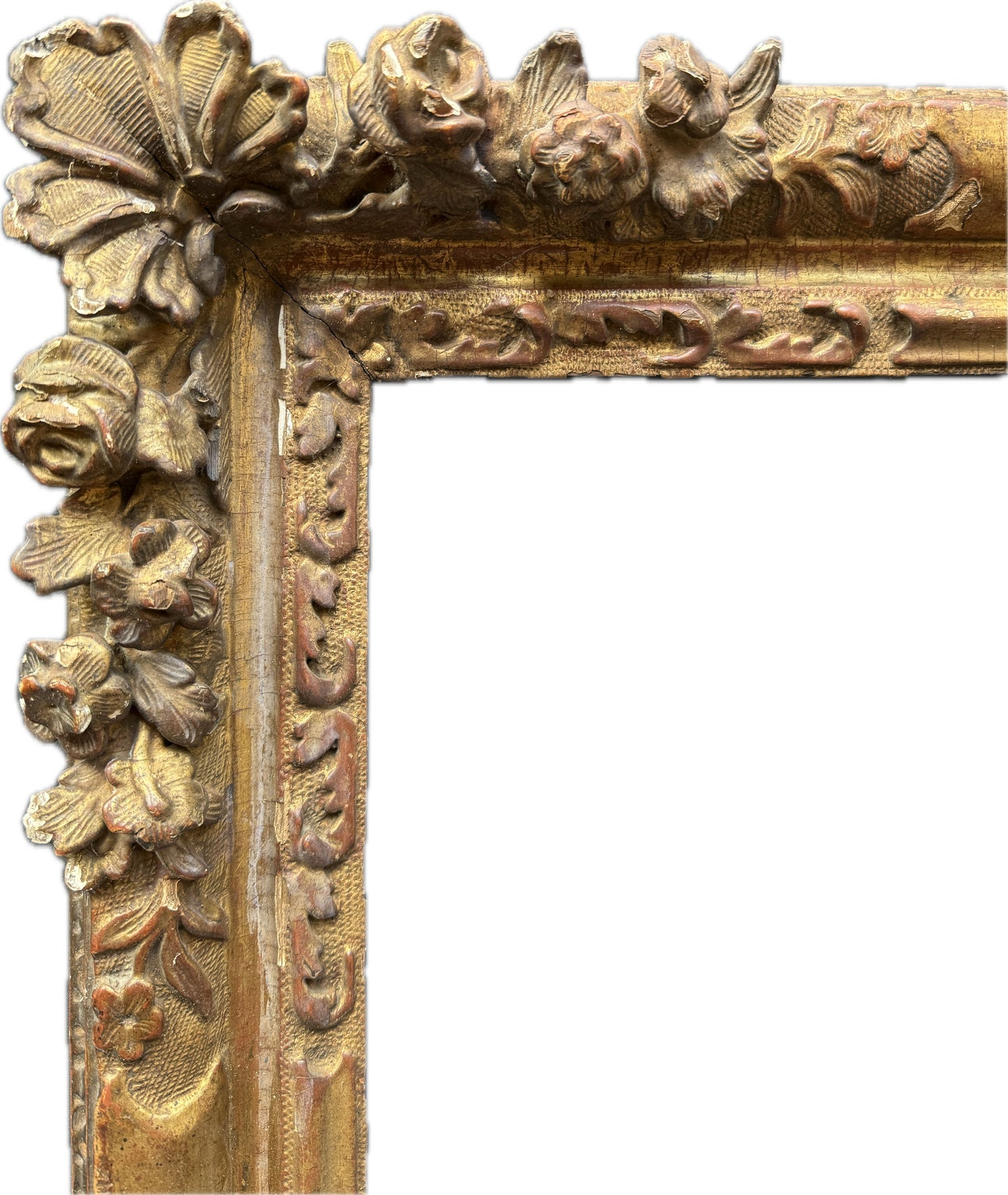 French 17th century Lebrun frame with ornate corner carving