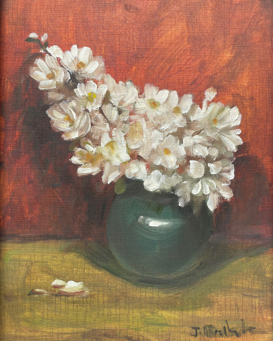 Vintage Style White Blossom in a Vase