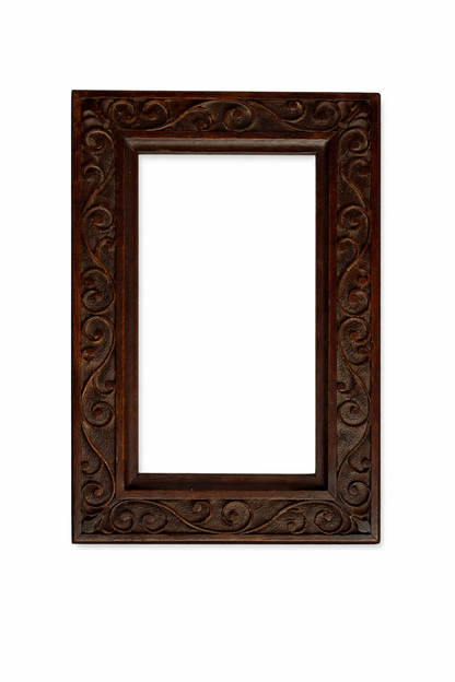 19th century delicately carved cherry wood frame