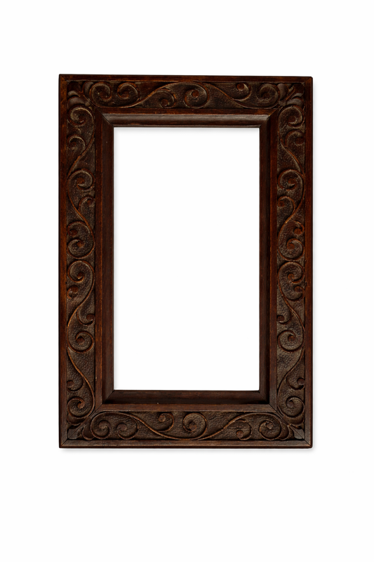 19th century delicately carved cherry wood frame
