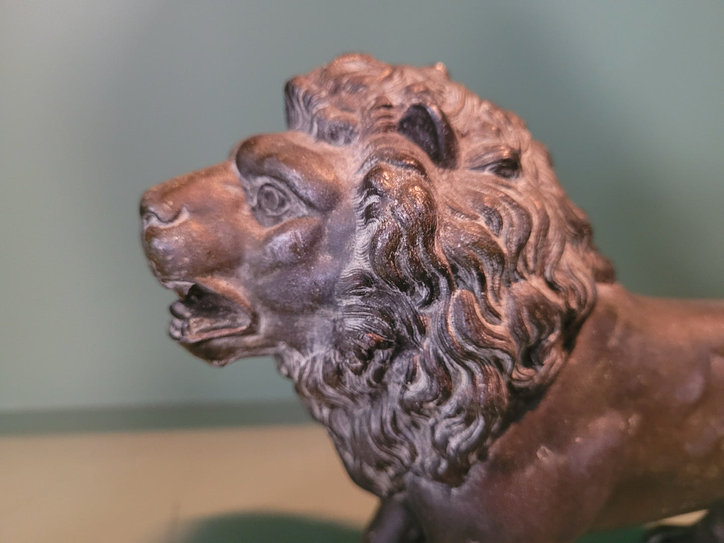 19th century pewter lion