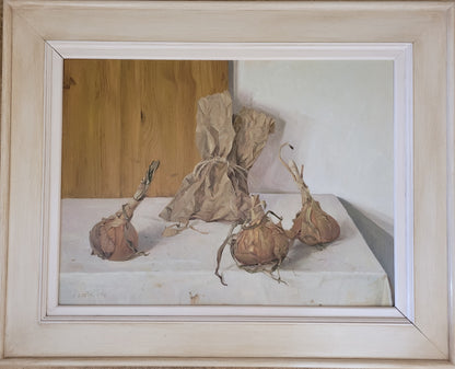 Onions and a Brown Paper Bag by Arthur Easton (b. 1939)