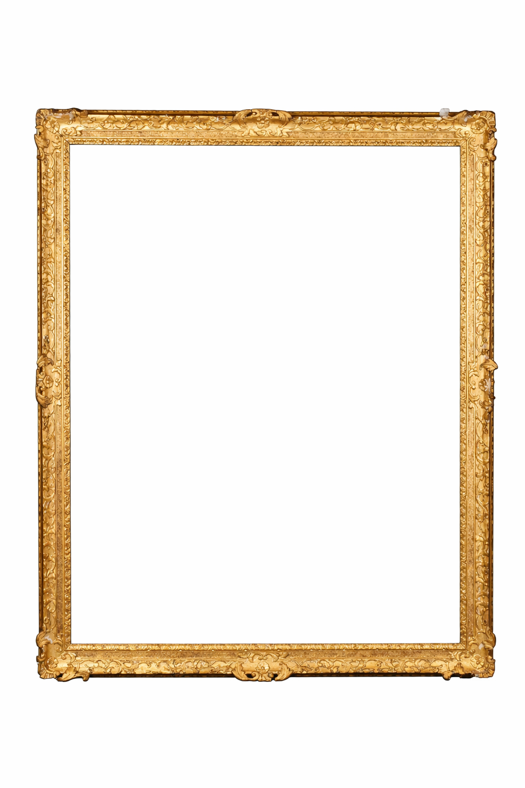 Early 19th century English School Partially Carved Giltwood Frame with swept centres and corners