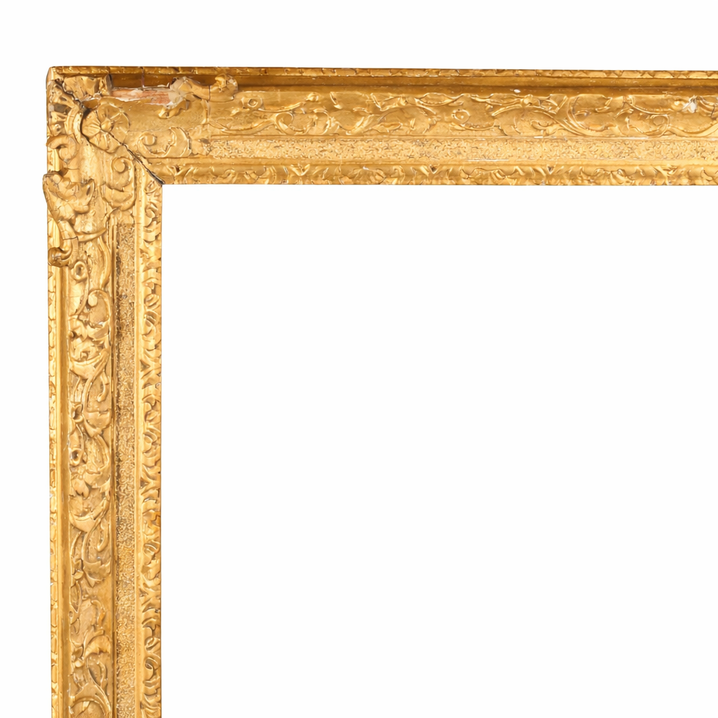 Early 19th century English School Partially Carved Giltwood Frame with swept centres and corners