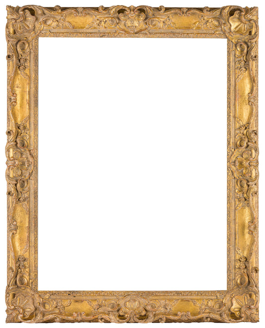 French Louis XV carved, pierced and gilded limewood frame