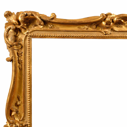 Late 18th Century English School Carved Giltwood Frame, with swept and pierced centres and corners
