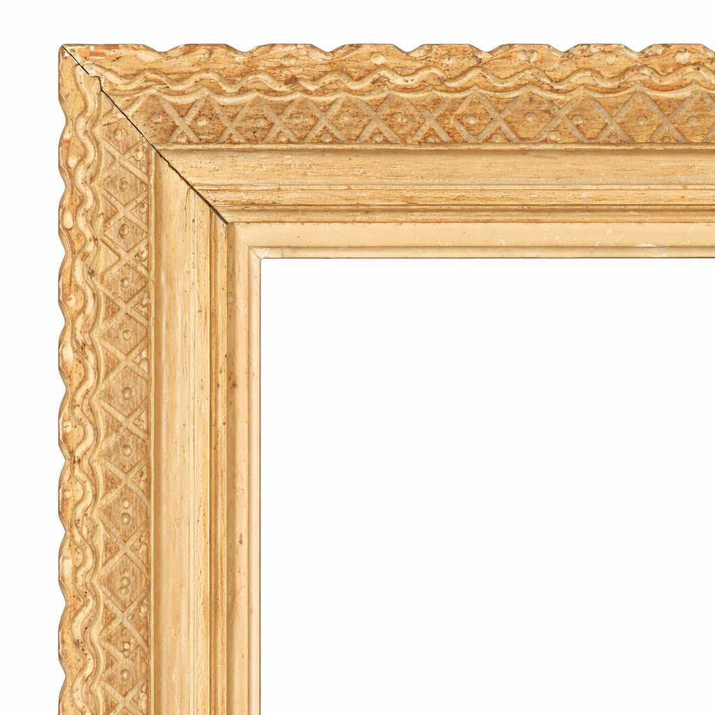 20th century French school painted carved wood frame