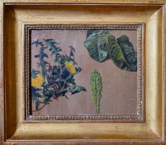 French 19th century Dandelion and Leaf Study