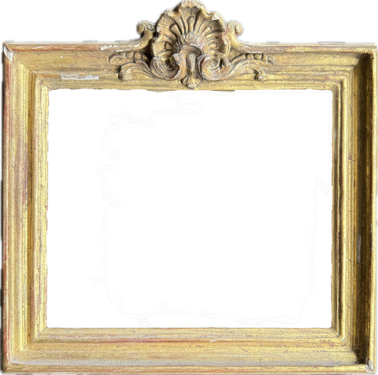English 18th century carved frame with shell ornament