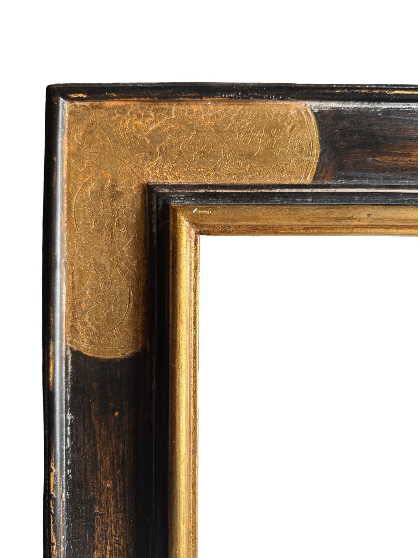 A gold and black renaissance style frame