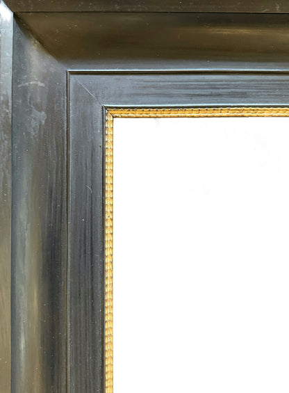 Dark wood frame with gilt ripple inner slip