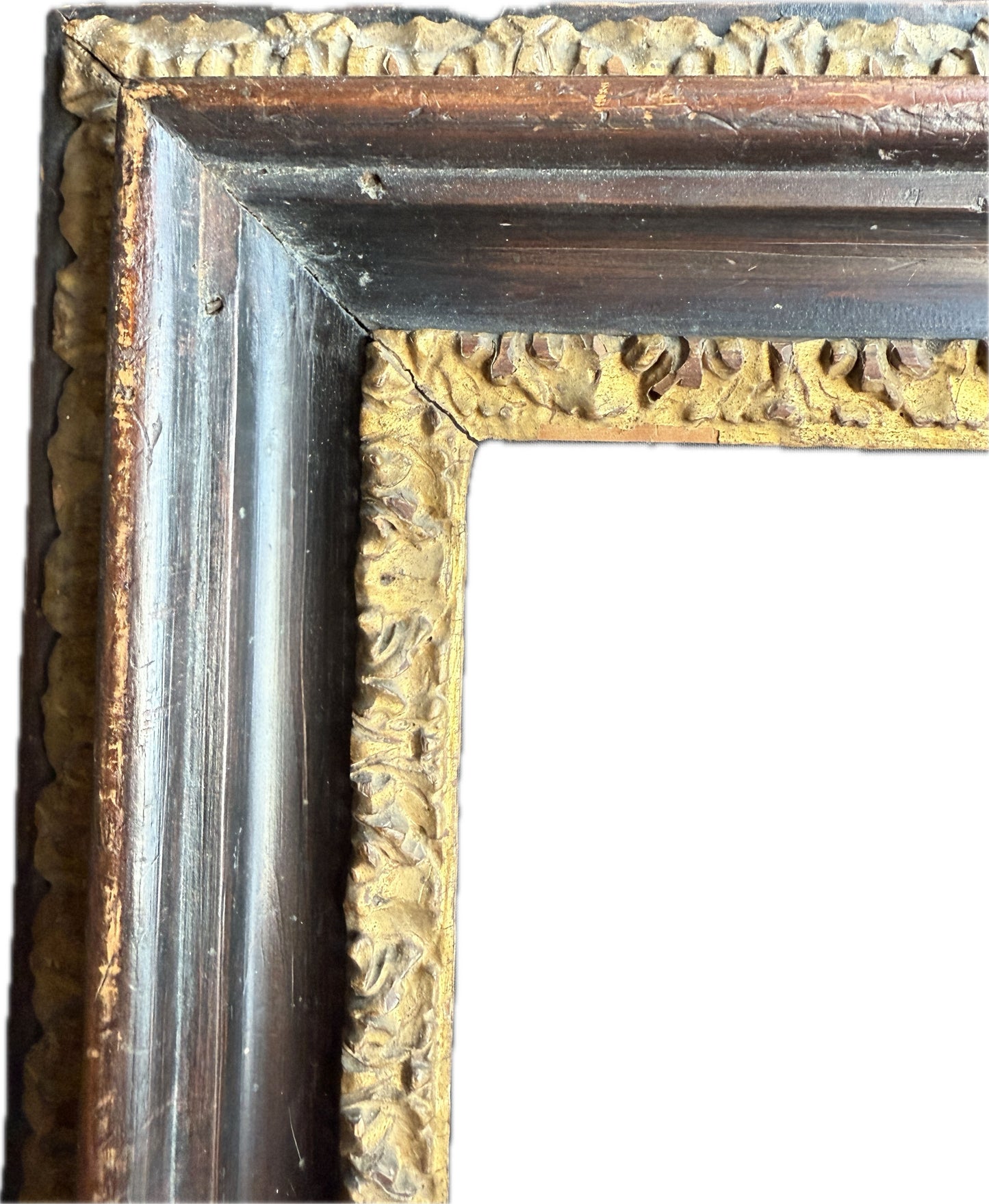 Italian 17th century carved black and gilt frame
