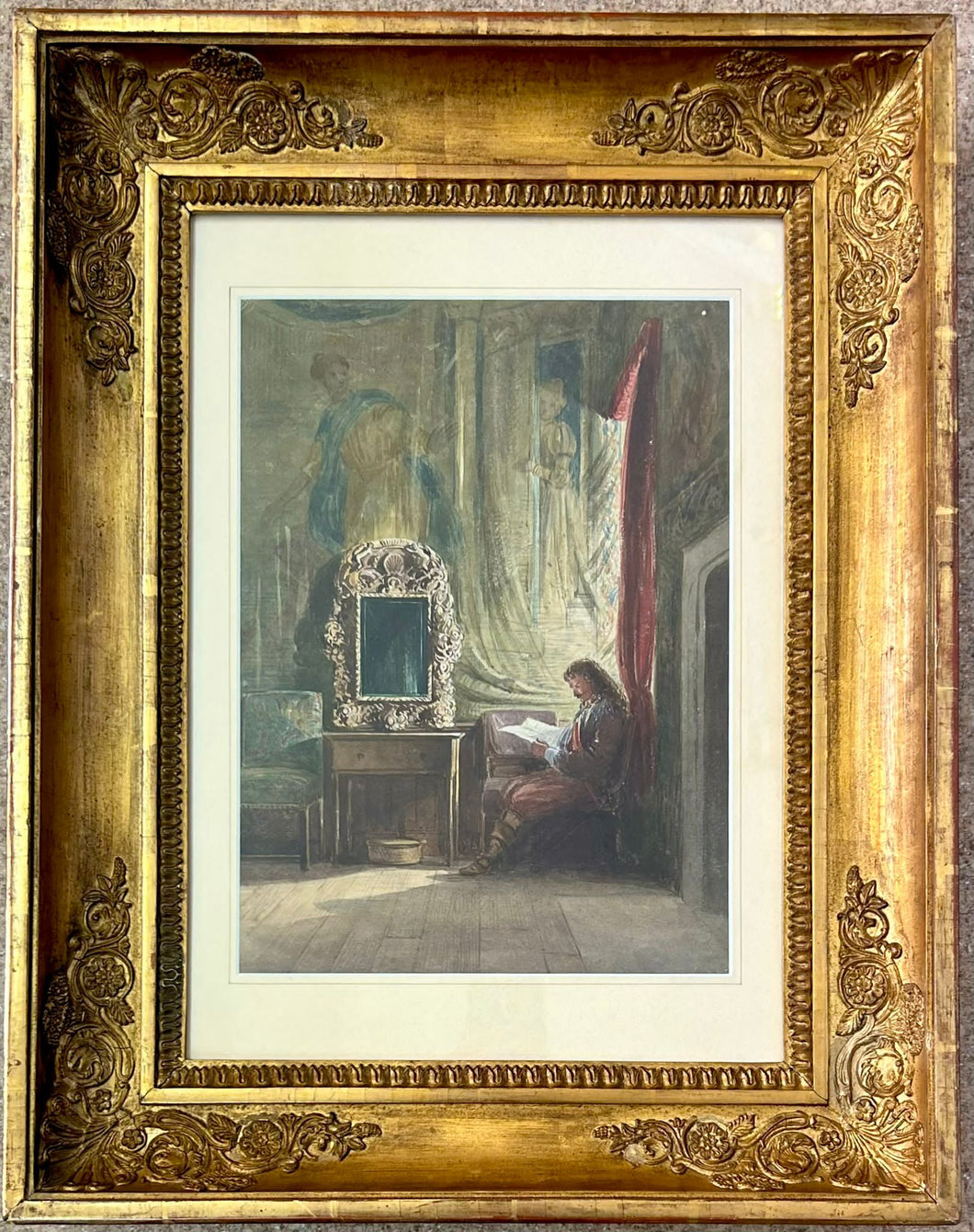 Interior of a man reading By Joseph Nash