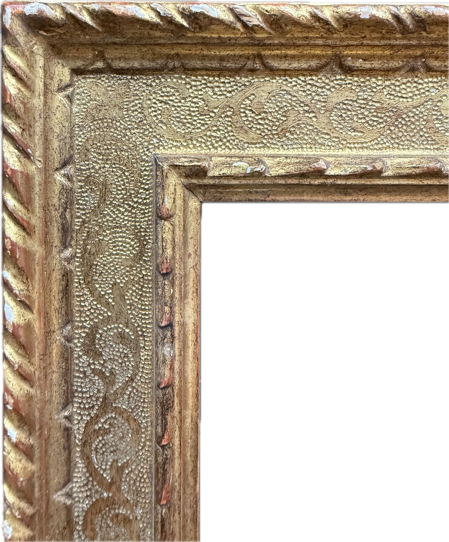 Carved and gilt casetta frame with intricate tooled detail in the Renaissance style