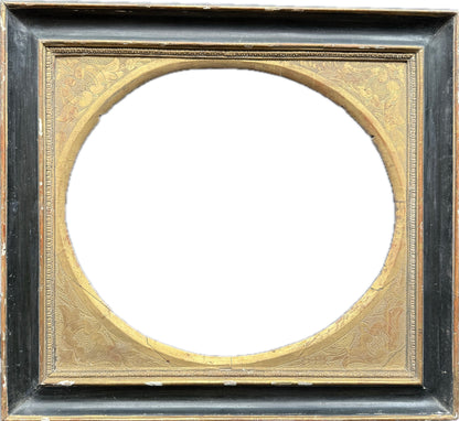 Italian 18th century black and gold frame with oval slip