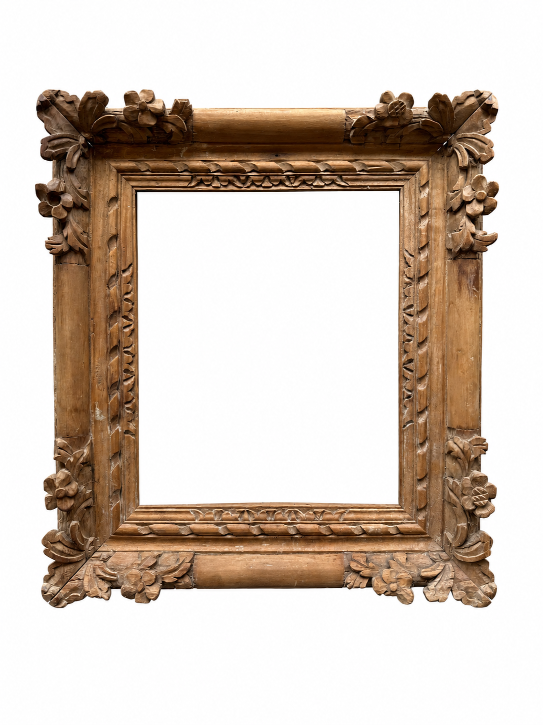 A late 18th century stripped Louis XV carved frame