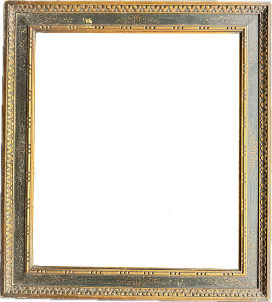 Carved Renaissance-style 19th century painted frame with sgraffito detailing