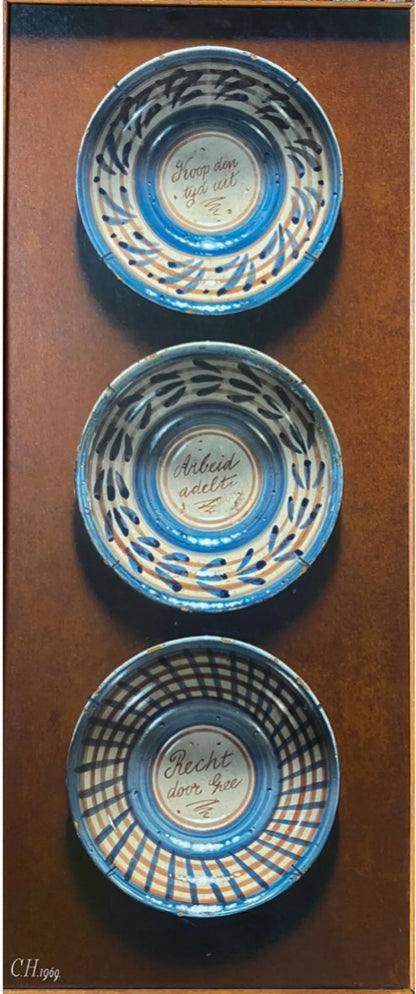 Trompe L'oeil of Three Plates by Frederick Clifford Harrison